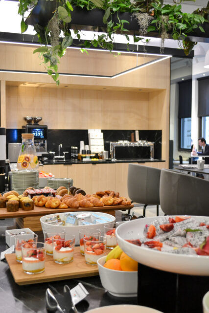 The breakfast spread on day one in our new office.