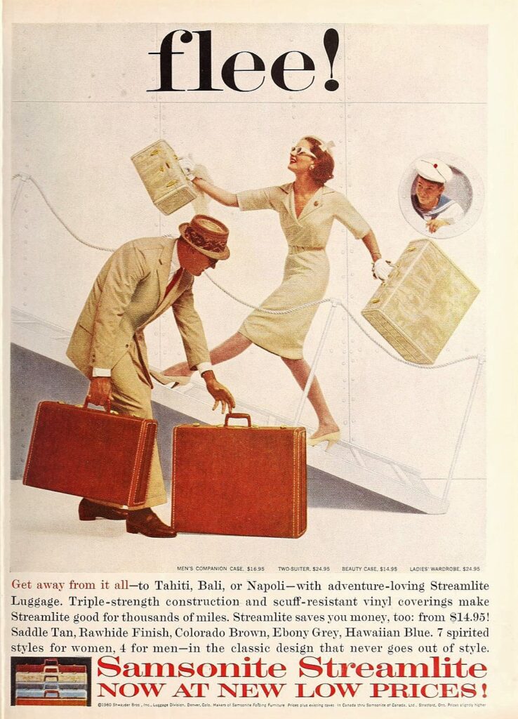 Flee! Samonsite luggage 1960s Ad 
